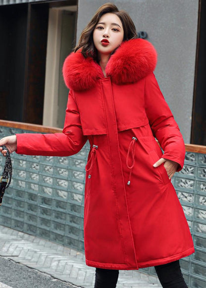 Dam Vinterparkas Medium Längd med Fleecefoder och Konstpäls-4