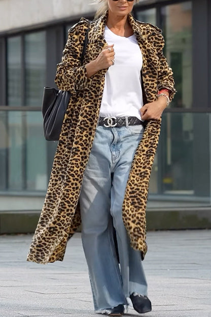 Variant image for Dam Kappa Midi Öppen Framsida Leopardmönster Bomull Polyester-1