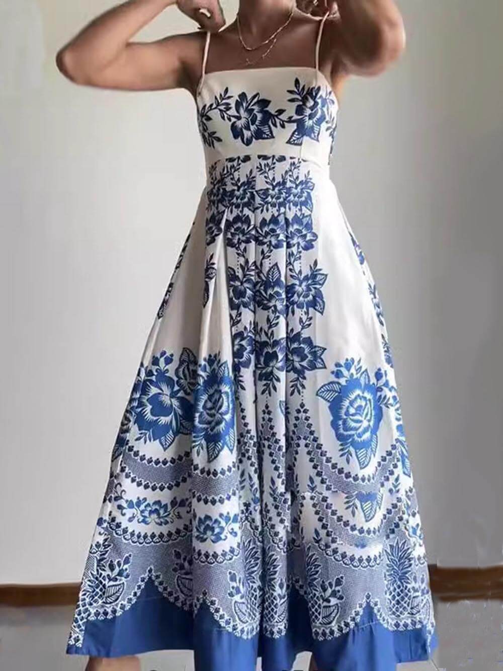 Maxiklänning Dam Broderad Blommor 100% Bomull 3