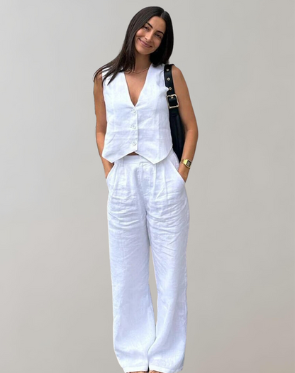 Variant image for Dam Tank Top och Höga Midja Byxor i Lätt Material för Sommarträningskläder-4