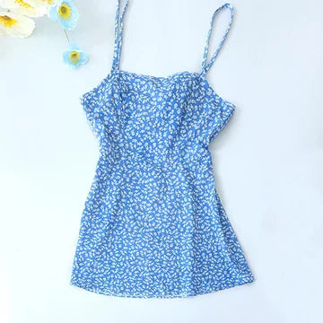 Fina Dam Klänningar Blommönster Luftigt Material-1