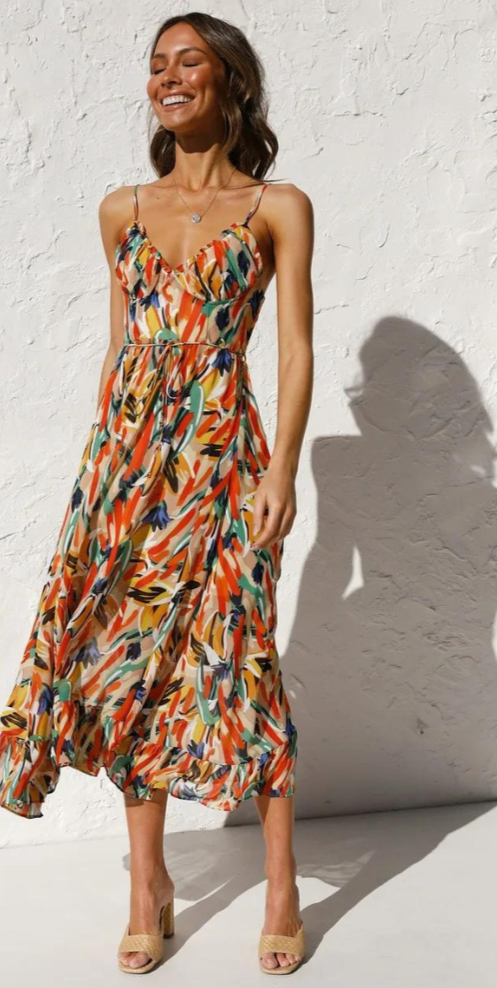 Kvinnors Klänning Färgglad Lekfull Design Bomullsblandning 6