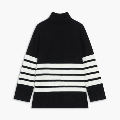 Dam Turtleneck Tröja Lång Ärmar Mjuk Material Randig-2