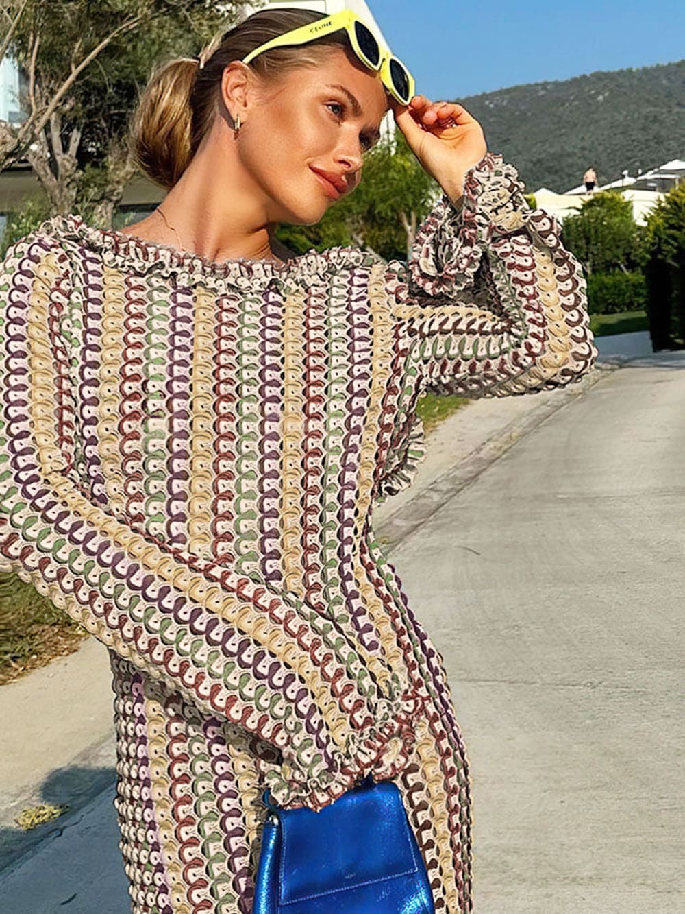 Variant image for Maxiklänning Dam Randig Långsluten 100% Polyester Flödande Design-1