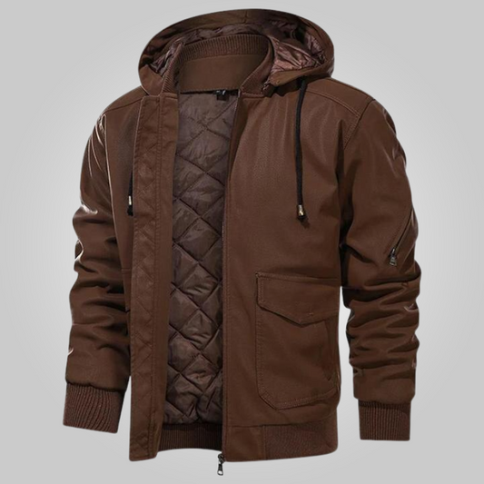 Dam Vildmarkjacka Vintage Läder Quiltad Stil-1