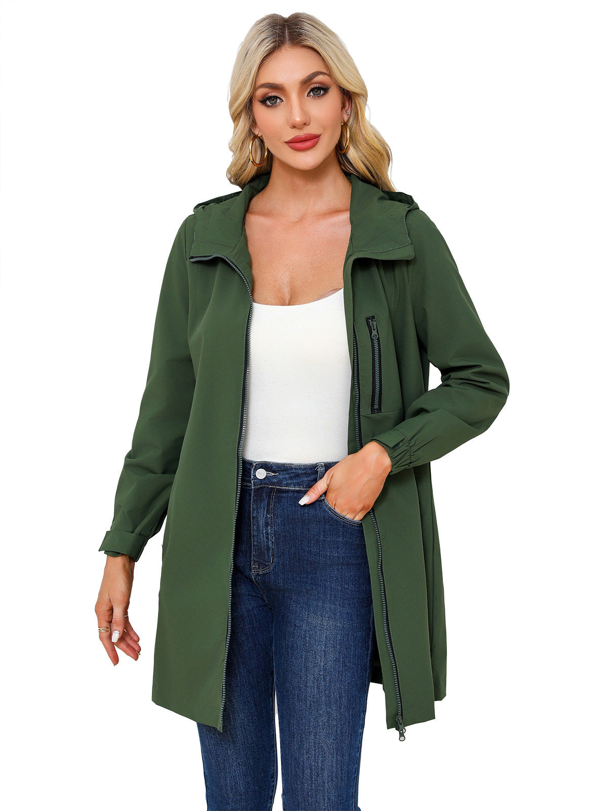 Variant image for Dam Lång Kappa Vattenavvisande Polyester 80 cm Avslappnad Passform-3