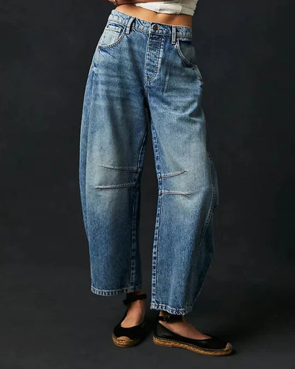 Kvinnors Jeans Medelhögt Förbund Bekväm Bomull 6