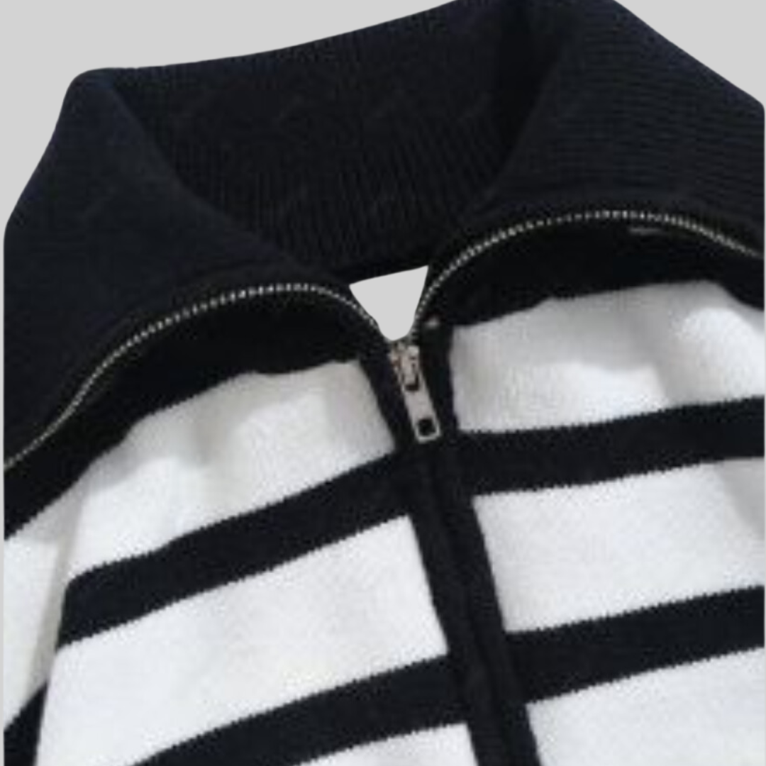 Dam Tröja Halvdraget Randig Polyamid Polyester Viskos-2