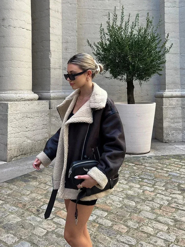 Dam Lång Vinterjacka Trendig Polyester-5