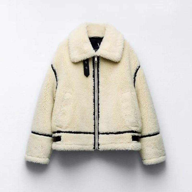 Kvinnors Lång Teddyjacka Fleece Elegant Värmande-1