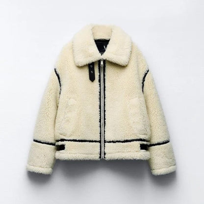 Kvinnors Lång Teddyjacka Fleece Elegant Värmande-1