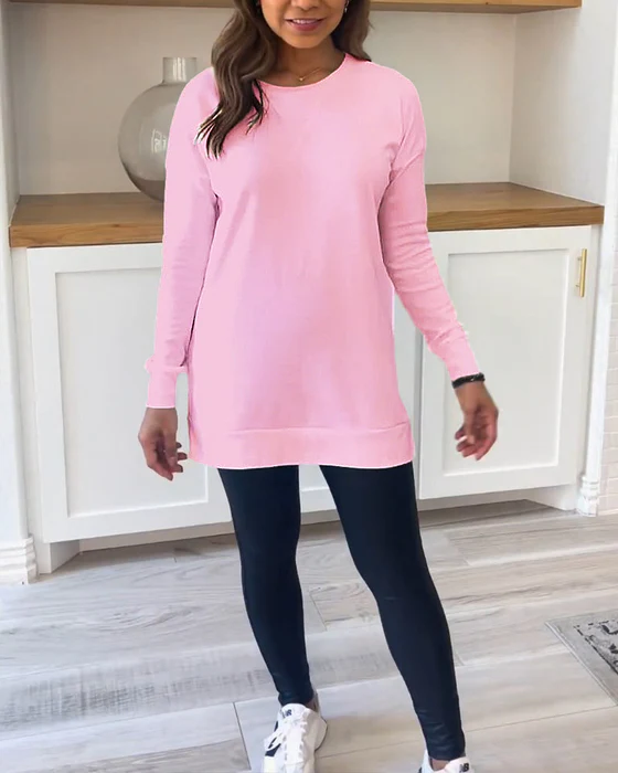 Dam Topp Avslappnad Bomull Elegant Design-2