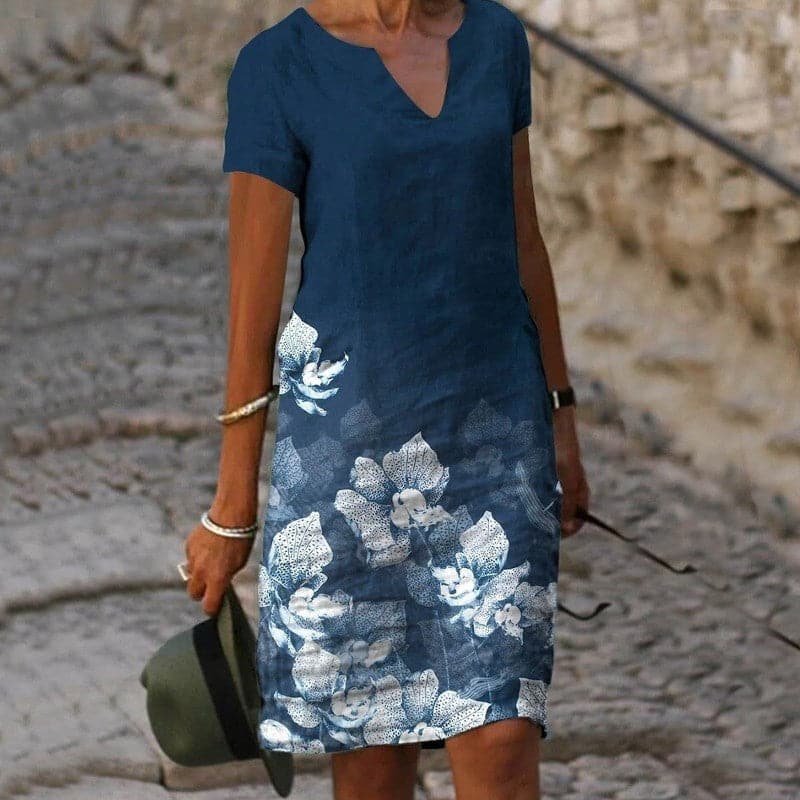 Variant image for Dam Klänning Lätt Elegant Mönster Bomull-1