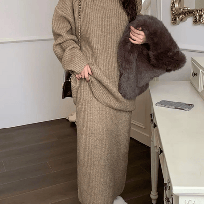 Kvinnors Tvådelad Uppsättning Stickad Mjuk Kvalitet-3