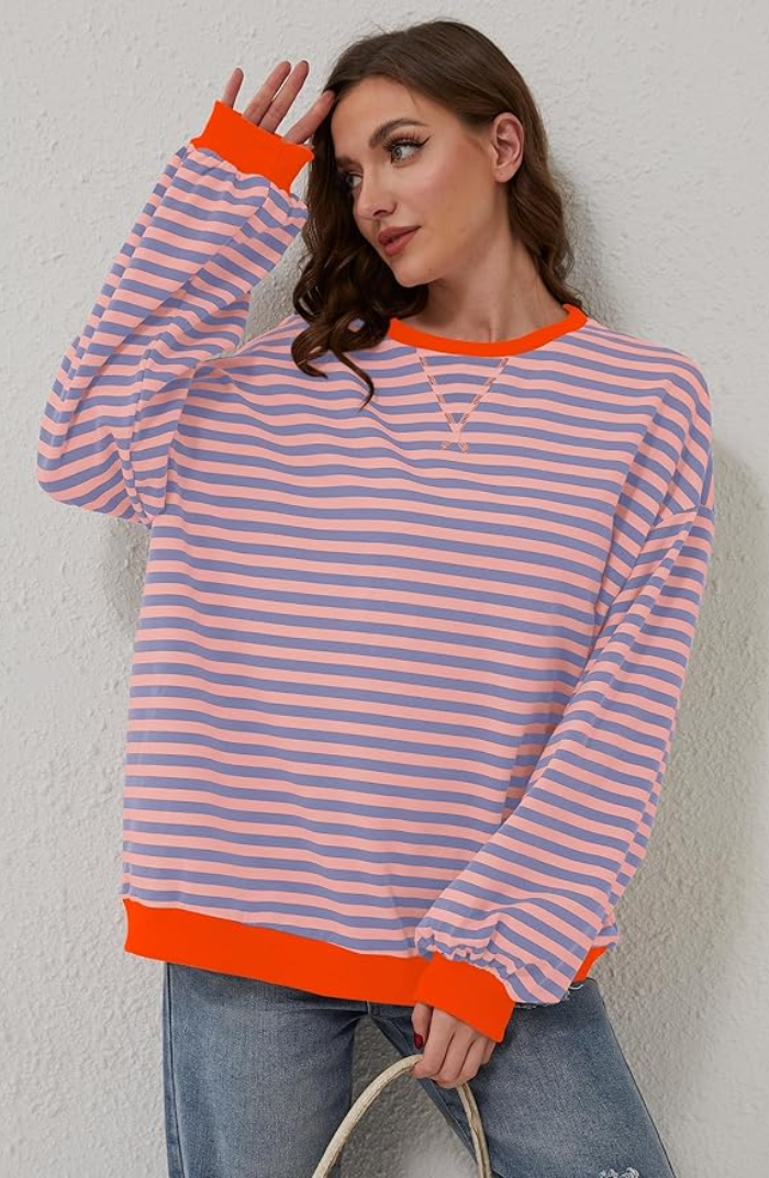 Kvinnors Avslappnad Tröja Mjuk Textil-2