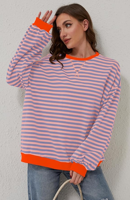 Kvinnors Avslappnad Tröja Mjuk Textil-2