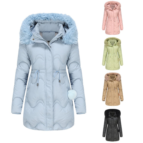 Kvinnors Parka Kappa Avtagbar Huva Polyester 1