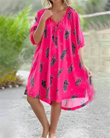 Variant image for Dam Fritidsklänning V-halslinje Tryckt Polyester-1