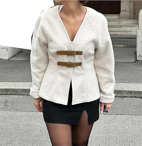 Vintage Damjacka med Spänne – Lätt Material, Feminina Detaljer, Perfekt Passform, Allsidig Jacka för Vardag och Fest 4
