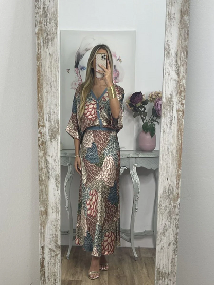 Dam Blommig Klänning Lång Siden 9