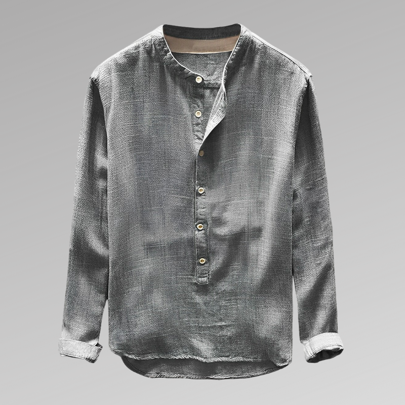 Herrskjorta Denim Lös Passform Klassisk Krage-3