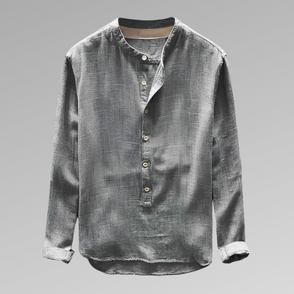 Herrskjorta Denim Lös Passform Klassisk Krage-3