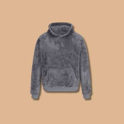 Hoodie Herr Teddy Fleece Mjuk och Bekväm Huvtröja-5