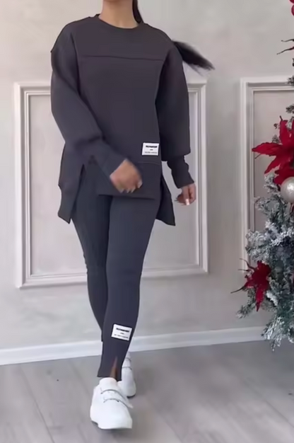 Damkläder Tröja och Byxor Sättning i Hög Kvalitet 100% Bomull-1