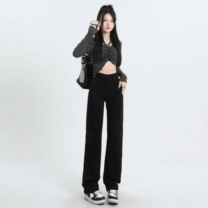 Snygga Byxor Dam Hög Midja Smal Passform Stretch Denim-3