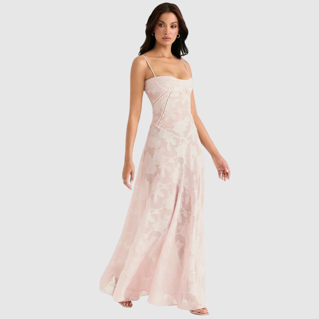 Dam Maxiklänning Spets Detaljer Polyester Lång Klänning-2