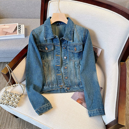 Jeansjacka Dam Avslappnad Vintage Design 70% Bomull 20% Viskos 10% Polyester-3