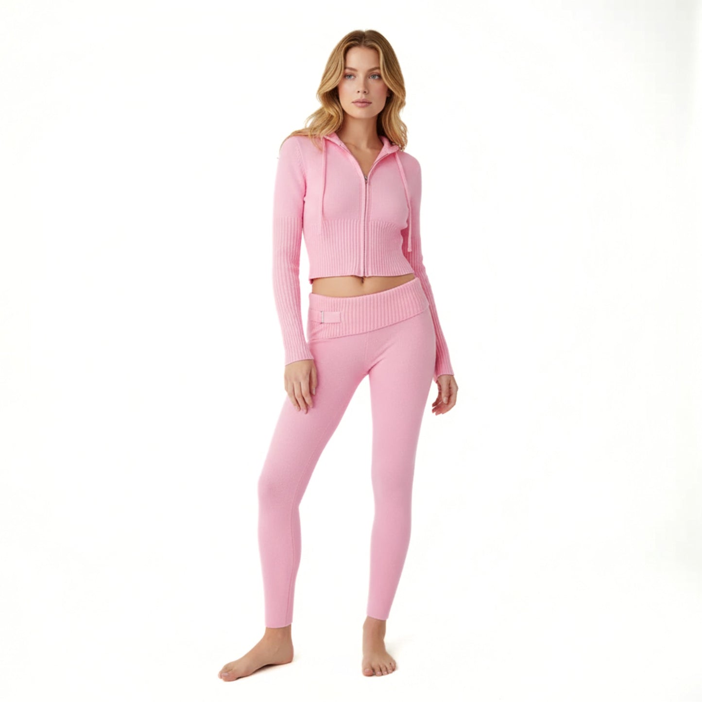 Dam Loungewear Set Tvådelat Mjuk Polyester Cardigan och Byxor
