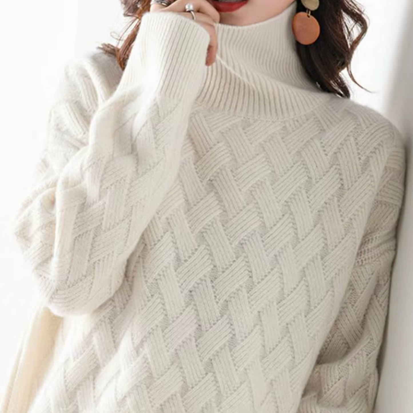 Dam Tröja Överdimensionerad Tjock Kashmir-2