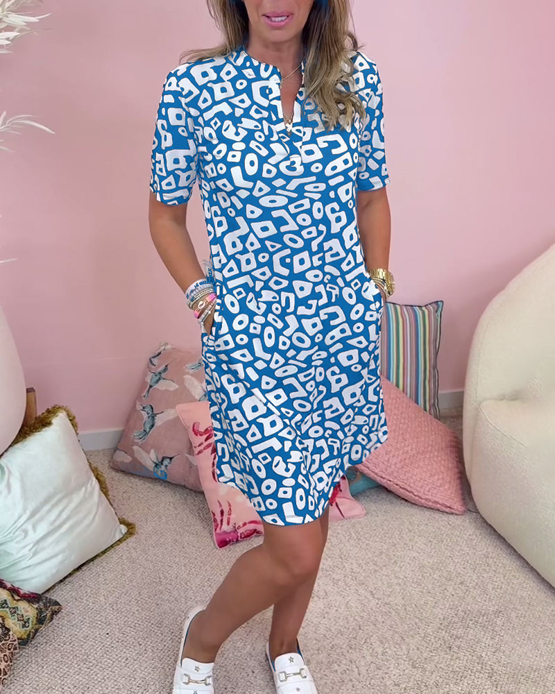 Variant image for Damklänning V-ringad med Tryck och Fickor i Polyester-13