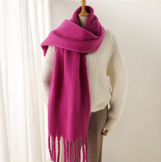 Vinterhalsduk för Kvinnor i Kashmirliknande Material med Långa Fransar – Elegant och Mångsidig Pashmina-design 1