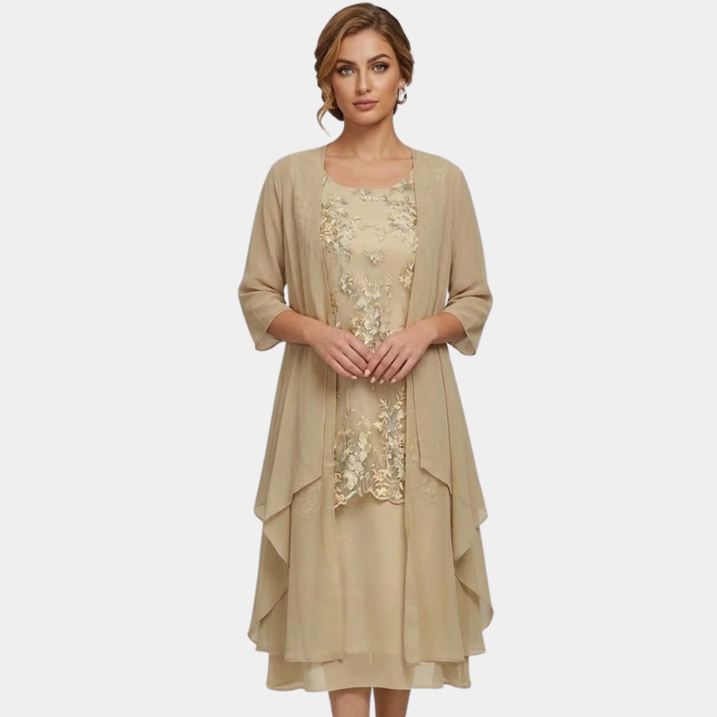 Dam Tvådelad Uppsättning Elegant Polyester med 3/4 Ärmar