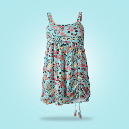Dam Tankini Baddräkt Blommigt Mönster Nylon Spandex-3