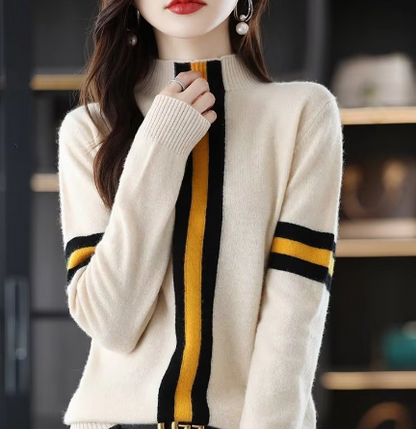 Dam Högkrage Tröja Mjuk Tygblandning-1