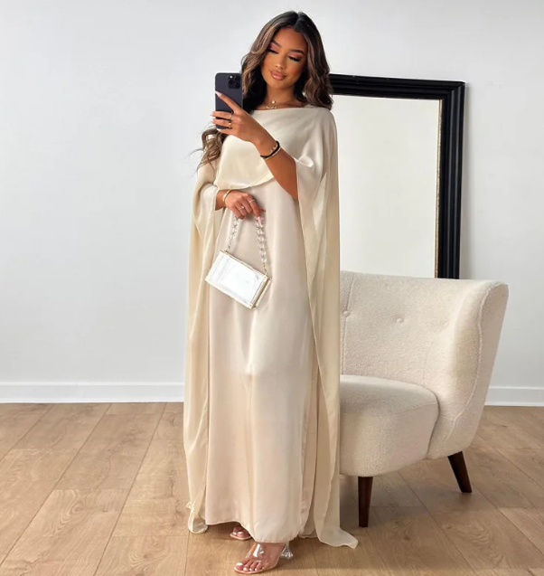 Dam Långklänning Satin Elegant för Fest och Bröllop-1