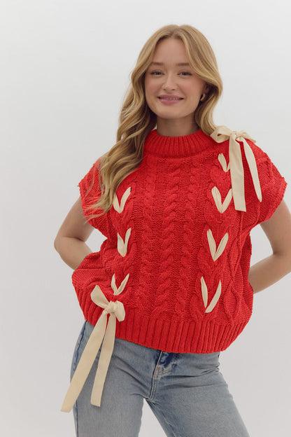 Variant image for Dam Tröja Stickad Polyester med Dekorativa Stickband-5