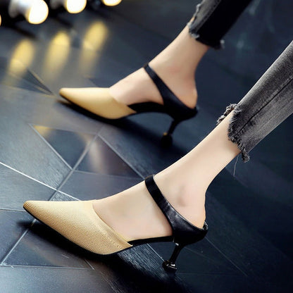 Stiletto Sandaler Dam med Hög Klack och Stickad Design – Syntetisk Material i Flera Färger 9