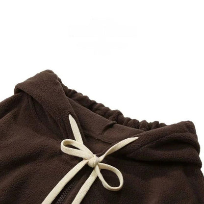 Fleecejacka Dam Med Huva Lapptäckdesign Polyester Komfortabel Avslappnad Passform-5