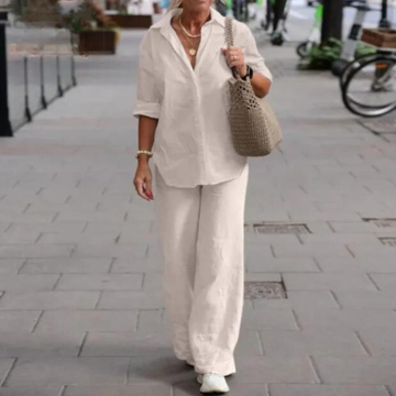 Dam Fritidsset Långa Ärmar Vida Byxor Mjukt Andningsbart Material-2