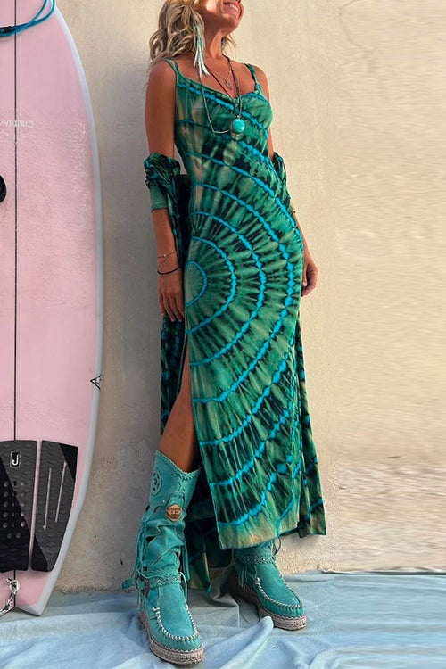 Maxiklänning Dam Cami Stil Batik för Sommar - Lång Klänning i Mjuk Bomull och Polyester-1