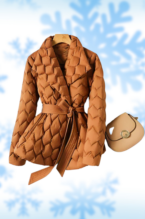 Variant image for Dam Lång Vinterjacka Med Bälte Elegant Polyester-Bomull-1