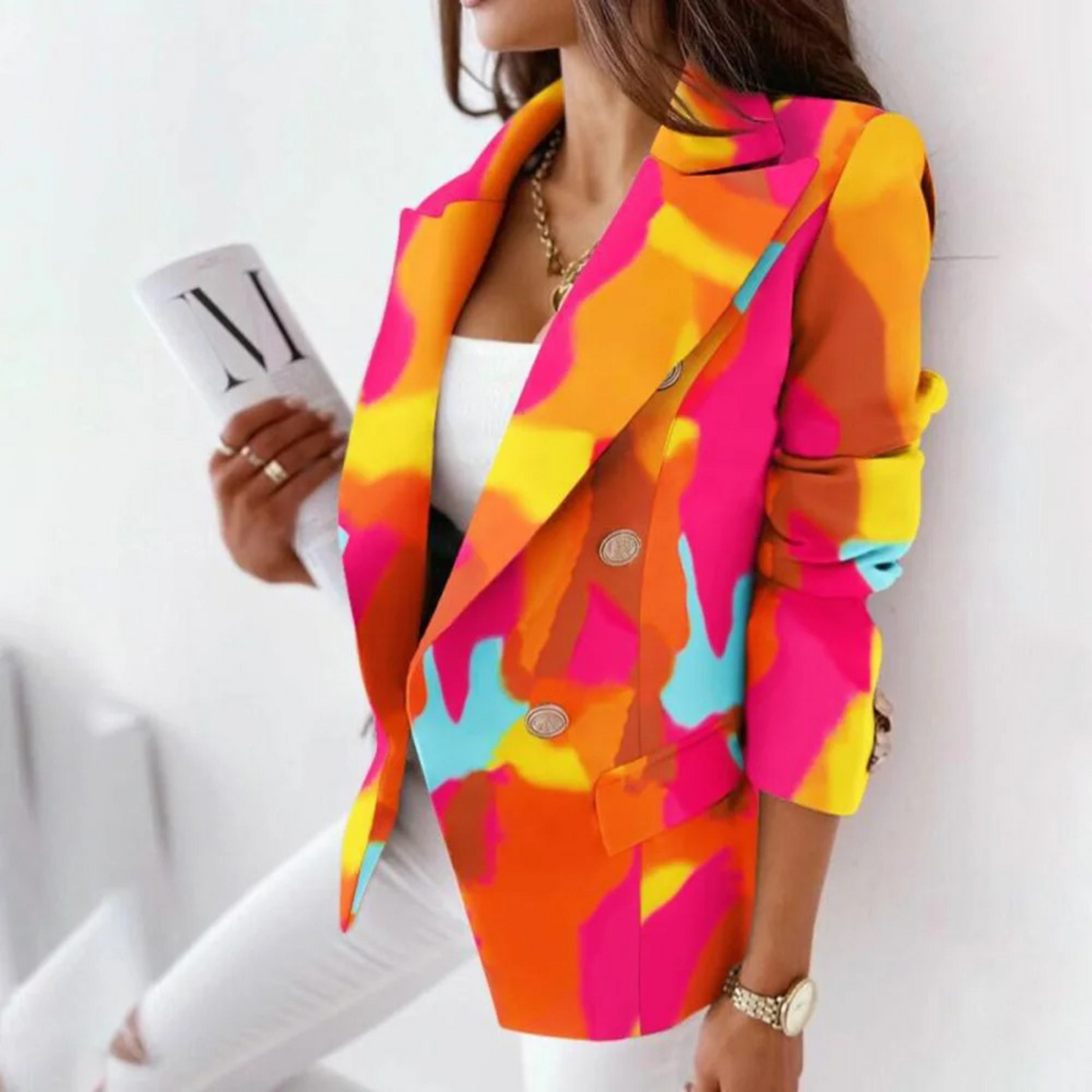 Variant image for Dam Blazer Reversibel Krage Högkvalitativ Polyester Elegant Snitt-43