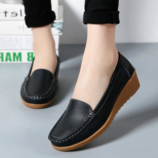 Dam Mokassin Slip-On Läder Elegant Komfort-1
