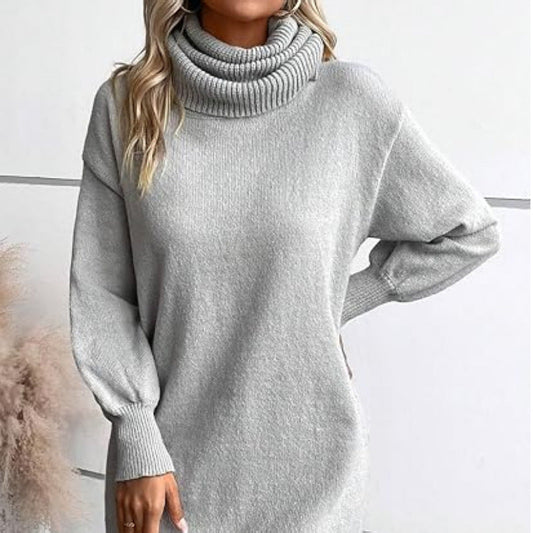 Stickad Dam Tröja Turtleneck Löst Akryl-1