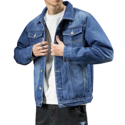 Herrjacka Denim Klassisk Stil Högkvalitativ Material 8