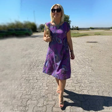 Variant image for Kvinnors Tryckt Klänning Elegant Lätt Tyg-1